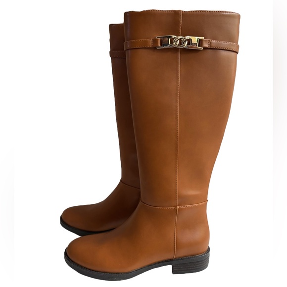 BANDOLINO Romi Womens Faux Leather Round Toe Knee-High Boots in Medium Natural 7 - Picture 5 of 15